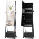 Costway - Jewelry Cabinet Armoire Full Length Mirror Lockable with Bottom Drawer & Wheels - Black