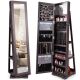 Costway - 360Â° Rotatable Jewelry Cabinet Armoire 2-in-1 Lockable Mirrored - Dark Brown
