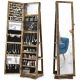 Costway - 360Degree Rotatable Jewelry Cabinet Armoire 2-in-1 Lockable Mirrored - Coffee