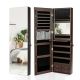 Costway - Mirror Jewelry Cabinet 96 LED Lights Wall Door Mounted Armoire w/ Makeup Rack - Brown