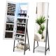 Costway - Jewelry Cabinet Armoire 3 Color LED Modes Full-Length Frameless Mirror Lockable - White