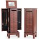 Costway - Wood Jewelry Cabinet Armoire Storage Box Chest Stand Organizer Indoor Bedroom - Brown