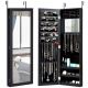 Costway - Wall Door Mounted Mirrored Jewelry Cabinet Storage Organizer - Black