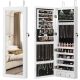 Costway - Mirror Jewelry Cabinet with Full Length Clear Mirror & Internal LED Lights Hooks - White