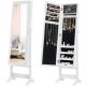 Costway - Mirrored Jewelry Cabinet Mirror Organizer Storage Ring Stand - White
