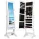 Costway - Mirrored Jewelry Cabinet Organizer Storage Box - White