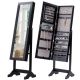Costway - Mirrored Jewelry Cabinet Storage Organizer Drawers - Black
