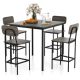 Costway 5-Piece Industrial Dining Table Set with Counter Height Table & 4 Bar Stools Grey - Gray