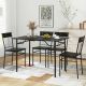 Costway 5PCS Dining Table Set for 4 Rectangular Kitchen Table & 4 Chairs with Metal Frame Cement - Black