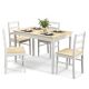Costway 5-Piece Dining Set Solid Wood Kitchen Furniture with Rectangular Table & 4 Chairs - Natural