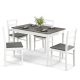 Costway 5-Piece Dining Set Solid Wood Kitchen Furniture with Rectangular Table & 4 Chairs Grey - Natural and Gray