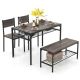 Costway 4 PCS Dinette Set for Small Place Breakfast Nook Modern Dining Table with 2 Chairs Grey - Grey Oak and Black