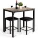 Costway 3 PCS Counter Height Dining Set Faux Marble Table 2 Chairs Kitchen Bar - Brown