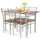 Costway 5 Piece Dining Table Set Wood Metal Kitchen Breakfast Furniture with 4 Chair - Walnut