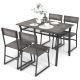 Costway 5 Piece Dining Table Set Industrial Rectangular Kitchen Table with 4 Chairs Grey - Gray