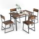 Costway 5 Piece Dining Table Set Industrial Rectangular Kitchen Table with 4 Chairs - Brown
