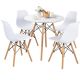 Costway Dining Table Set Modern 5 PCS For 4 Round Dining Room Table Set W/Solid Wood Leg - White