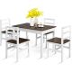 Costway 5pcs Dining Set Solid Wood Compact Kitchen Table & 4 Chairs Modern - Walnut, White