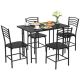 Costway 5 Pcs Modern Dining Table Set 4 Chairs Steel Frame Home Kitchen Furniture - Black