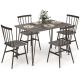 Costway 5 PCS Dining Table Set for 4 Rectangular Kitchen Table & 4 Chairs w/ Metal Frame - Grey Oak
