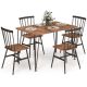 Costway 5 PCS Dining Table Set for 4 Rectangular Kitchen Table & 4 Chairs w/ Metal Frame - Walnut, Black and Brown