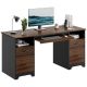 Bestier - 59-Inch Computer Gaming Desk with Four Drawers Executive Office Desk with File Drawer - Cherry