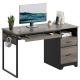 Bestier - 48-Inch Gaming Desk with File and Storage Drawers, Open Writing Compartments - Gray