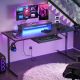 Bestier - 63inch Gaming Desk with LED Lighting and Keyboard Tray - Black