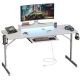 Bestier - 63inch Gaming Desk with LED Lighting and Keyboard Tray - White