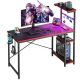 Bestier 44-Inch Gaming Desk with RGB LED Lighting and 4-Tier Reversible Storage - Black USBBYCZ-H101111D-BDCF-X