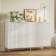 Bestier 55inch Buffet Sideboard Cabinet with Power Outlet&Doors&Adjustable Shelves - White