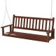 Costway 3-Person Wooden Outdoor Porch Swing Heavy Duty Patio Hanging Bench Chair - Brown
