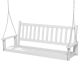 Costway 3-Person Wooden Outdoor Porch Swing Heavy Duty Patio Hanging Bench Chair - White