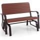 Costway Outdoor Patio Swing Porch Rocker Glider Bench Loveseat Garden Seat Steel - Brown