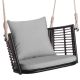 Costway Patio Hanging Rattan Basket Chair Swing Hammock Chair with Seat Cushion - Mix Brown + Grey