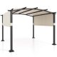 Costway 10' x 10' Outdoor Pergola with Retractable Sunshade Canopy Anchored Plates Patio - Beige + Black