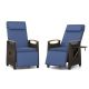 Costway 2 PCS Patio Wicker Recliner Chair with Adjustable Backrest Footrest Flip Side Table - Navy