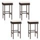 Costway Patio Rattan Barstools Set of 4 Outdoor Wicker Bar Height Chairs with Footrest - Off White,Mix Brown
