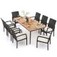 Costway - 9 PCS Patio Dining Set Outdoor Acacia Wood Dining Table with 1.9