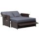 Costway Patio Rattan Loveseat Set Daybed Lounge Storage Ottoman Side Tables Adjust - Gray + Mix Brown