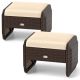 Costway - 2 Pieces Outdoor Patio PE Wicker Ottomans with Removable Cushions Footstools - Mixed Brown + Beige COST03390