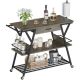 Bestier Coffee Bar Station, Kitchen Island Cart with Storage and Lockable Wheels - Gray