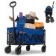 Bestier Upgraded Folding Wagon with Adjustable Handle with Wheels - Blue