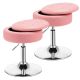Costway Set of 2 Adjustable Metal Vanity Stool 360Â° Swivel Storage Makeup Chair with Tray - Pink