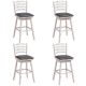 Costway Set of 4 Swivel Bar Stools Bar Height Upholstered Faux Leather Dining Chairs - Antique White + Grey