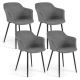 Costway - Set of 4 Dining Chairs Upholstered Accent Side with Backrest & Armrest - Gray
