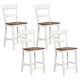Costway Wooden Bar Stool Set of 4 Bar Chairs with LVL Rubber Wood Frame, Backrest, Footrest - White