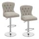 Costway Set of 2 Bar Chairs Dutch Velvet Bar Stool with Footrest Metal Base Anti-Slip Ring - Gray