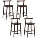 Costway Bar Chair Counter Height Stools Set of 4 with Acacia Wood Frame Supporting Legs - Brown