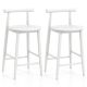 Costway Bar Chair Counter Height Stools Set of 2 with Acacia Wood Frame Supporting Legs - White